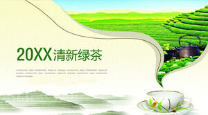 新鮮綠茶文化推廣PPT模板