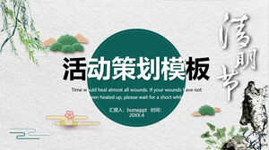 Elegancki atrament w stylu chińskim Qingming Festival szablon planowania wydarzeń PPT