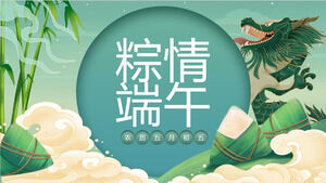Albóndigas de arroz estilo marea nacional verde Dragon Boat Festival PPT template