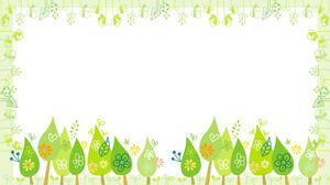 綠色清新卡通樹木植物邊框PPT背景圖片