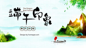 Chiński styl „Dragon Boat Impression” Dragon Boat Festival Wprowadzenie do języka angielskiego Szablon PPT Chiński styl „Dragon Boat Impression” Dragon Boat Festival Wprowadzenie do języka angielskiego Szablon PPT