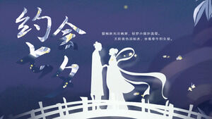 Çin tarzı geleneksel festival Qixi Sevgililer Günü PPT şablonu