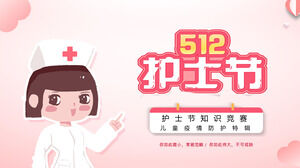 Quiz-Wettbewerb PPT-Vorlage für den Tag der rosa Cartoon-Krankenschwester