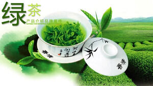 Produkteinführung von grünem Tee Markenwerbung PPT