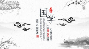 Elegante plantilla PPT de tema de aprendizaje chino de tinta y lavado