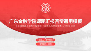 Modèle PPT de défense générale du modèle de l'Université des finances du Guangdong