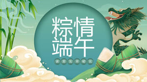 Gnocchi di riso in stile marea nazionale verde Modello PPT del Dragon Boat Festival