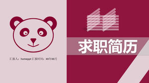 Modèle PPT de CV personnel créatif simple panda violet