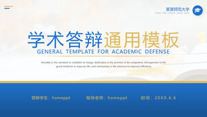Modelo de PPT de defesa acadêmica de correspondência de cores azul e amarela constante