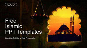 Templat PowerPoint Matahari Terbenam Masjid Islam