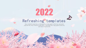 Cherry Blossom und Fuji Mountain Background PPT-Vorlage