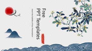 Шаблоны PPT цветов и птиц в китайском стиле