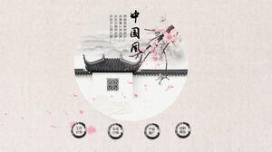 Șablon PowerPoint în stil chinezesc cu cerneală pentru plan de lucru