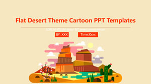 Modelos de PPT de desenho animado com tema de deserto plano