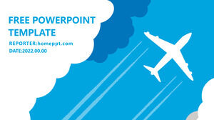 Langit Biru dengan Template PowerPoint Pesawat