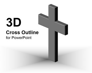 Krzyż 3D Outline Szablon PowerPoint