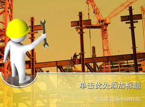 tangan 3D memegang industri konstruksi kunci inggris konstruksi PPT Template