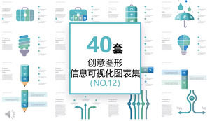 40 set koleksi infografis grafis kreatif berwarna biru muda dan elegan