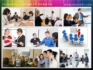9 Бизнес Обучение Встреча Сцена Character слайд Иллюстрация материал