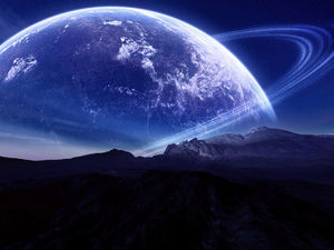 A組美麗的藍天行星PPT背景圖片（b）中的