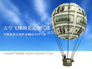 Hava dolarlık sıcak hava balonu arka plan finansal mali PPT şablonu, ekonomik PPT şablon indir
