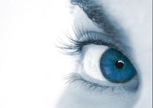 美麗的眼睛藍色主題的PowerPoint模板