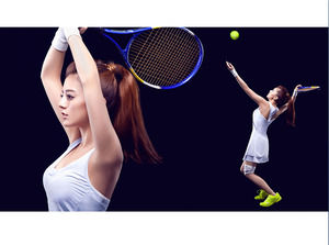 Beauty Tennisspieler PPT Hintergrundbild