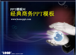 Blauer Hintergrund der dunklen klassischen Business-PPT-Vorlage herunterladen