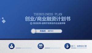 Plantilla plana azul plan de financiación de negocios PPT