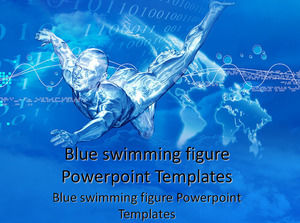 Mavi yüzme rakam Powerpoint Şablonları