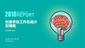 Otak bohlam digambar tangan kreatif datar indah kerja bisnis laporan laporan ppt