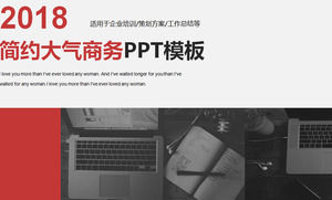 Шаблон бизнес-PPT для черно-белой фотографии рабочего стола