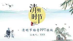 Tinta chinesa estilo Qingming Festival pisar modelo PPT