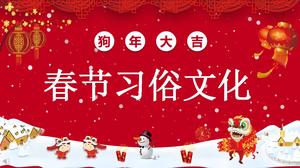 Stilul chinezesc festiv Anul Nou Chinez tradiționale personalizate cultura PPT șablon