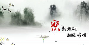 Stil chinez PPT șablon pentru fundal peisaj cerneală descărcare gratuită