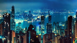 城市夜景PowerPoint中的背景图片