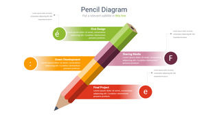 Gráfico de PPT de quatro colunas com lápis de cor