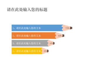 Diagrama de escala de coluna PPT em forma de lápis colorido