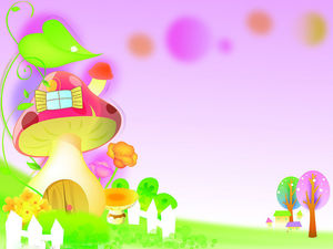 Colorful casa cartone animato fungo immagine di sfondo PPT