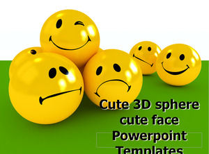 Sevimli 3D küre tatlı yüz Powerpoint Şablonları