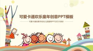 Plantilla de PPT de dibujos animados lindo niños educación clase