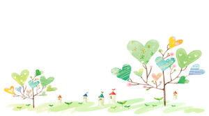 Elegant and lovely heart-shaped small tree PPT background