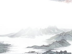 Elegant fundal de cerneală pictura peisaj de PPT eoliene din China imagine de fundal descărcare