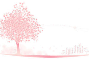 エレガントなピンクの木PPTの背景画像
