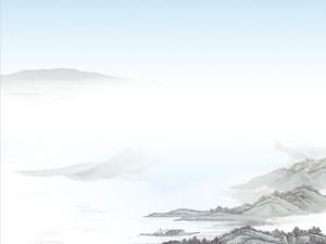 Image de fond de peinture chinoise PPT nuage de montagne lointaine