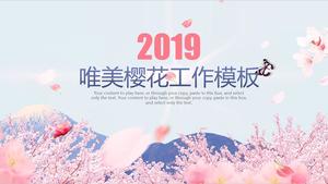 Fresh and beautiful romantic peach blossom cherry blossom PPT template