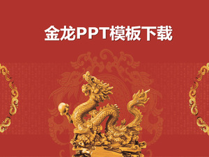 Golden Dragon Skulptur Powerpoint-Vorlage herunterladen