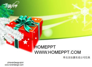 background casella verde regalo ERD con Modello di Natale PPT