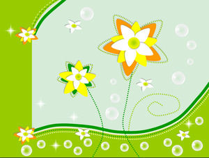 Green desen animat de flori de fundal Prezentare șablon Descărcare