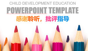 Modelo de educação de crescimento PPT com fundo de cabeças de lápis colorido